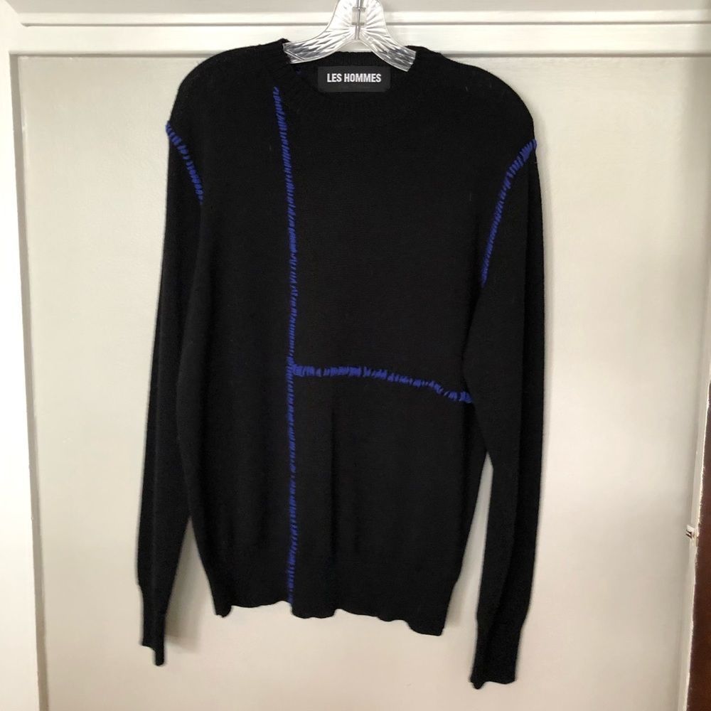 Les Hommes blue and black sweater